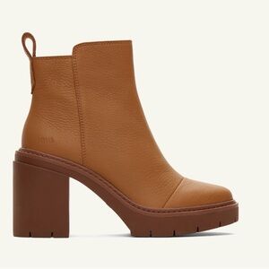TOMS Chestnut Leather Platform Ankle Rya Boot